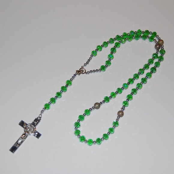Rosary Necklace,Glass Beaded Necklace,Party Necklace,Sweater Necklace - Picture 2 of 2